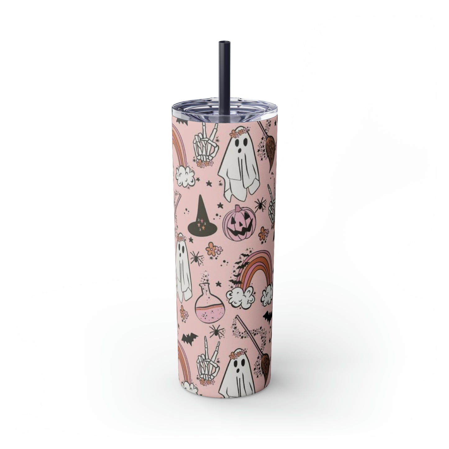 Cute Halloween Skinny Tumbler with Straw, 20oz