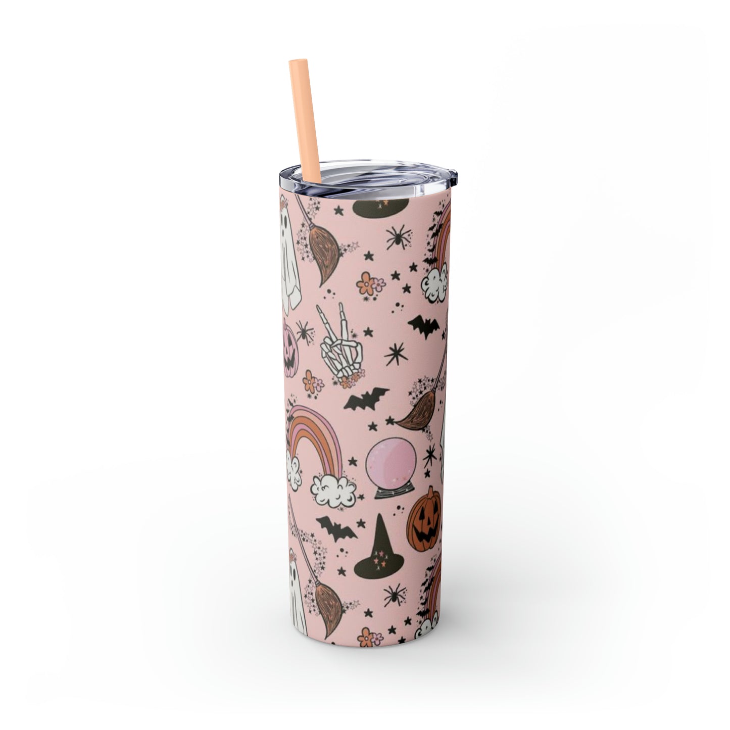 Cute Halloween Skinny Tumbler with Straw, 20oz