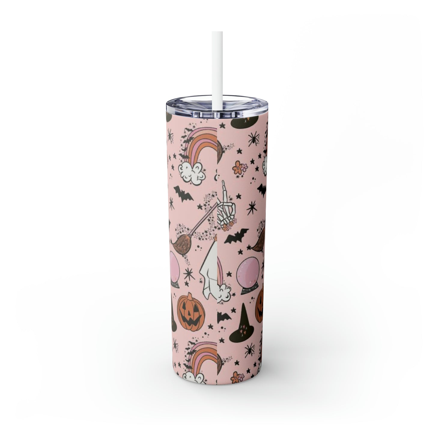 Cute Halloween Skinny Tumbler with Straw, 20oz