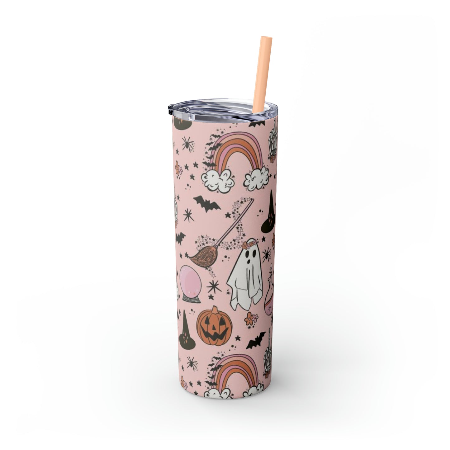 Cute Halloween Skinny Tumbler with Straw, 20oz