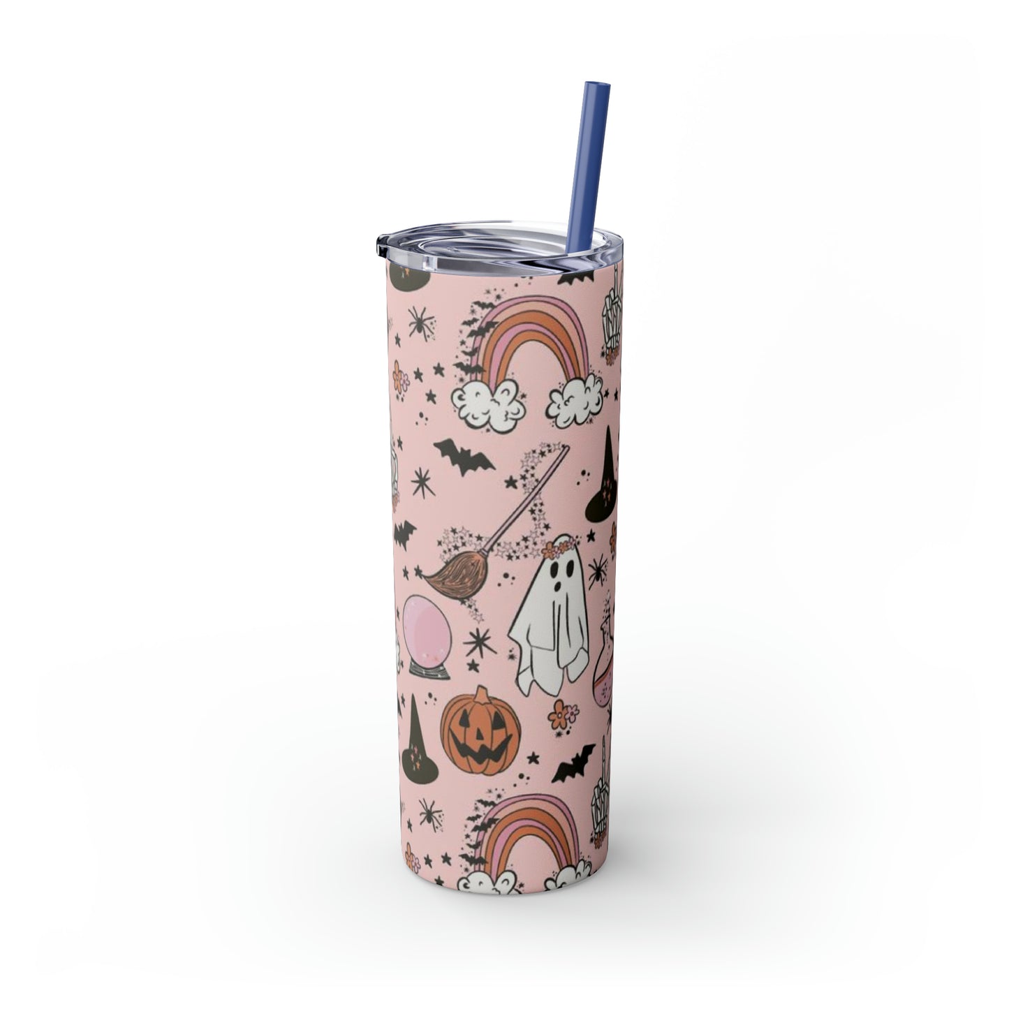 Cute Halloween Skinny Tumbler with Straw, 20oz