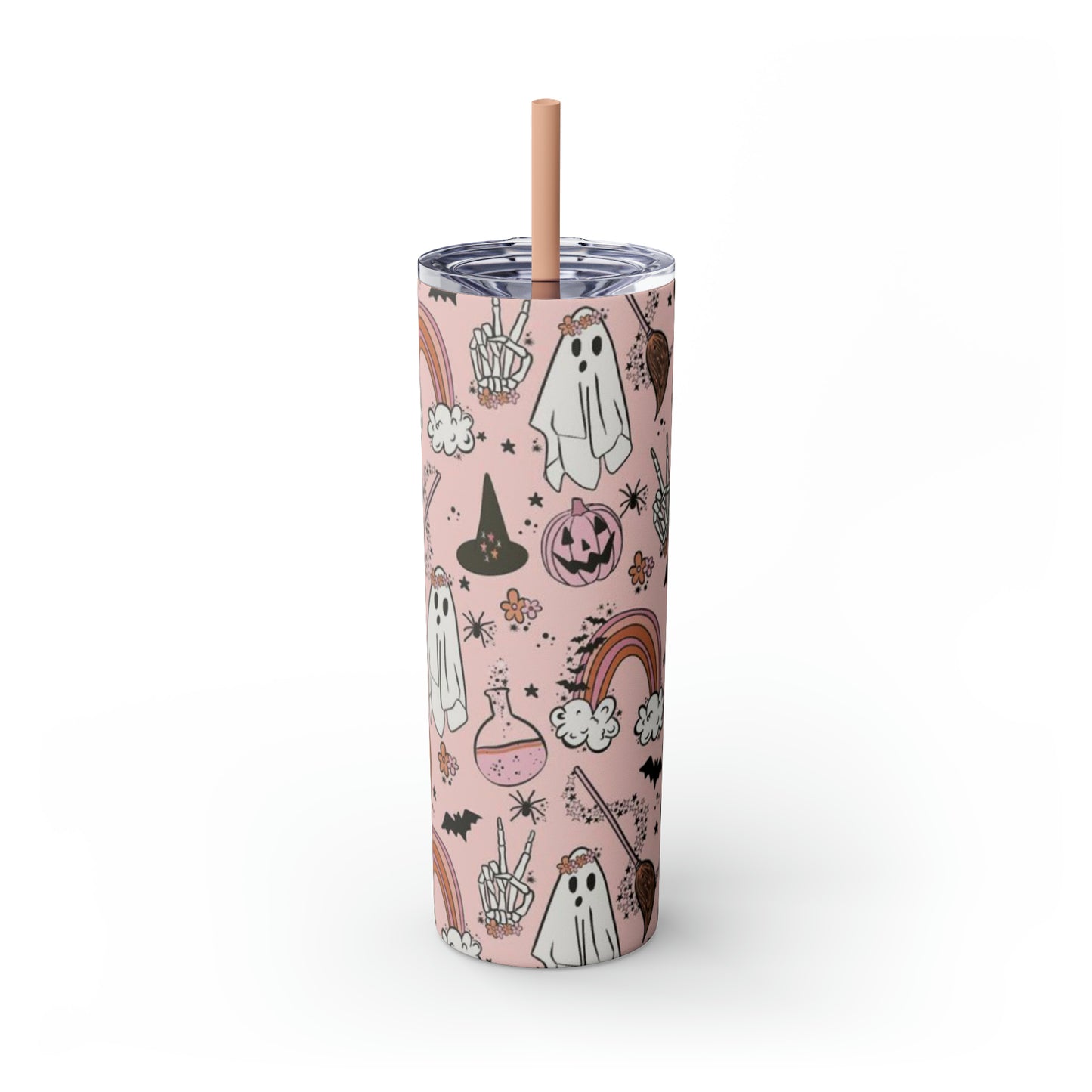 Cute Halloween Skinny Tumbler with Straw, 20oz