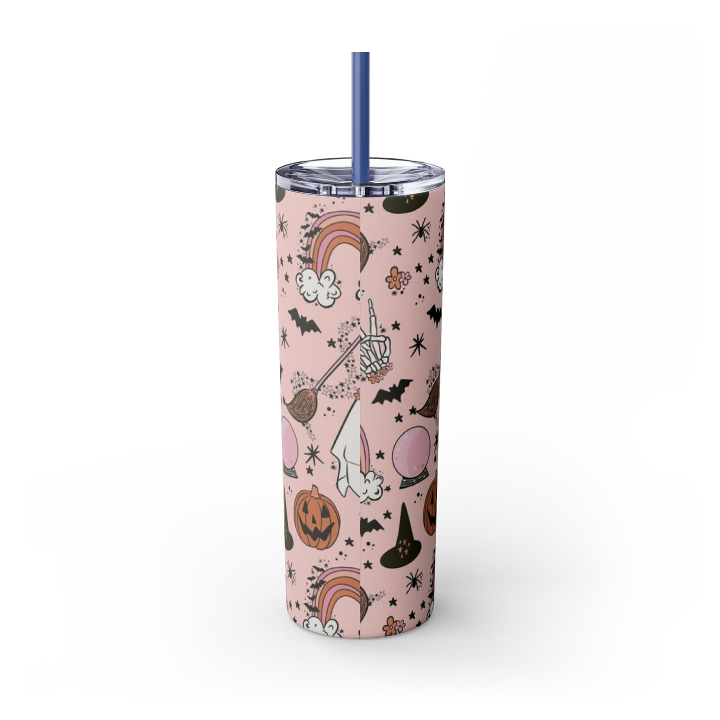 Cute Halloween Skinny Tumbler with Straw, 20oz