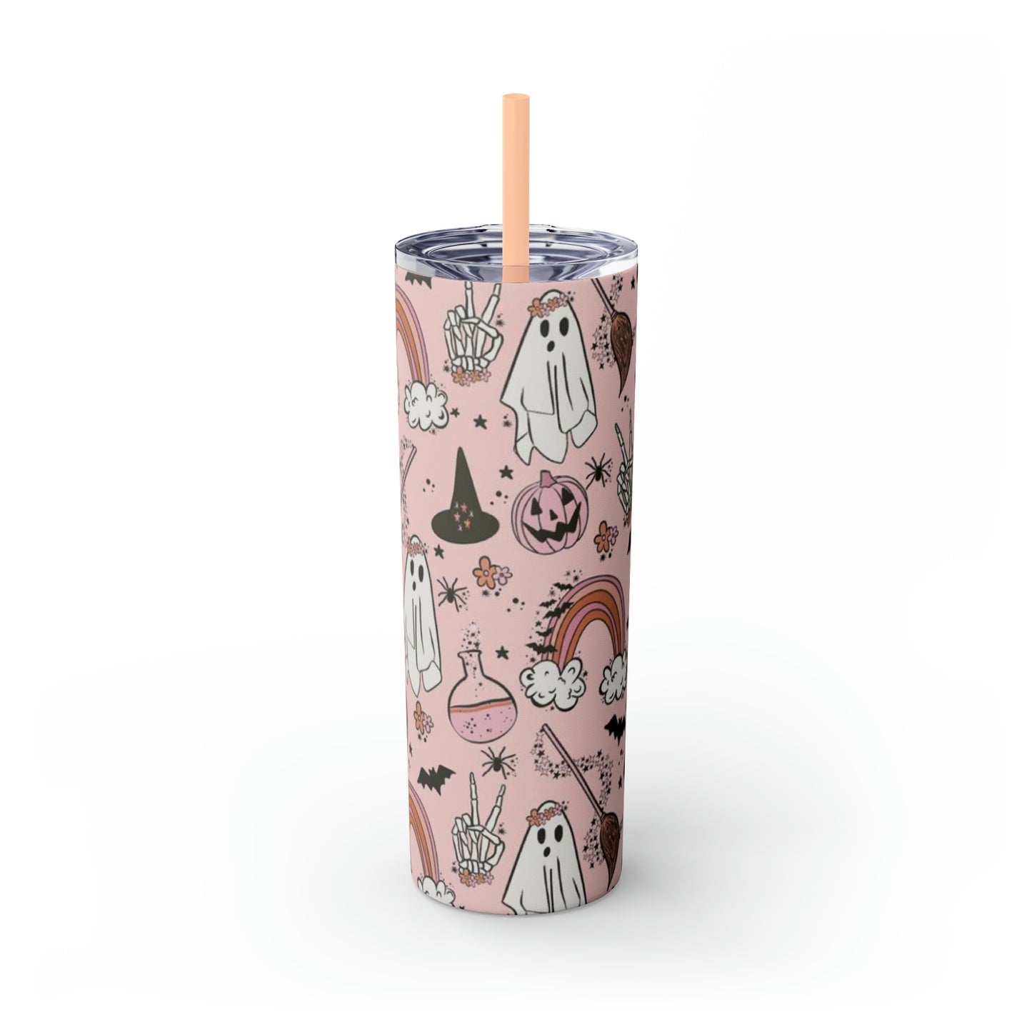 Cute Halloween Skinny Tumbler with Straw, 20oz