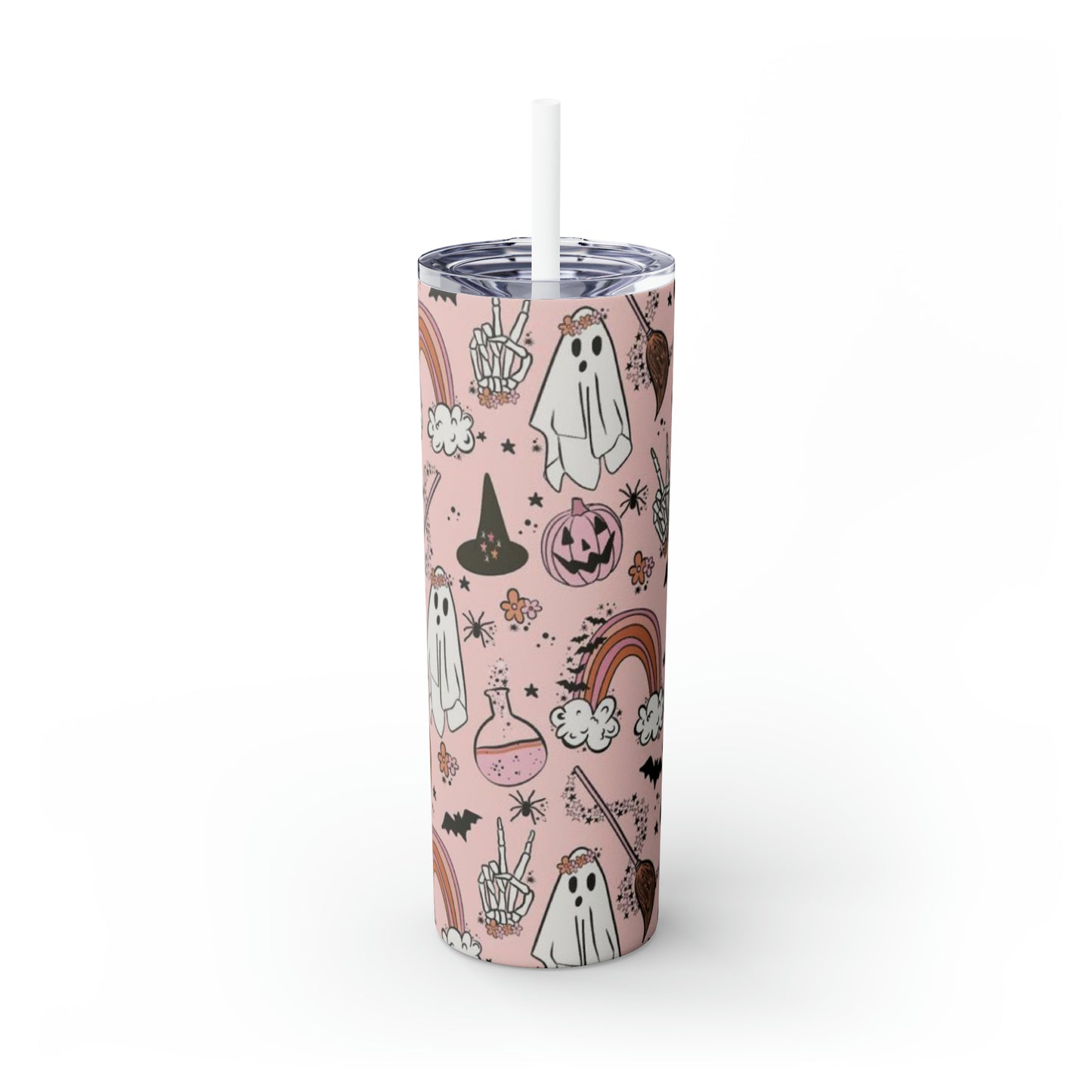 Cute Halloween Skinny Tumbler with Straw, 20oz