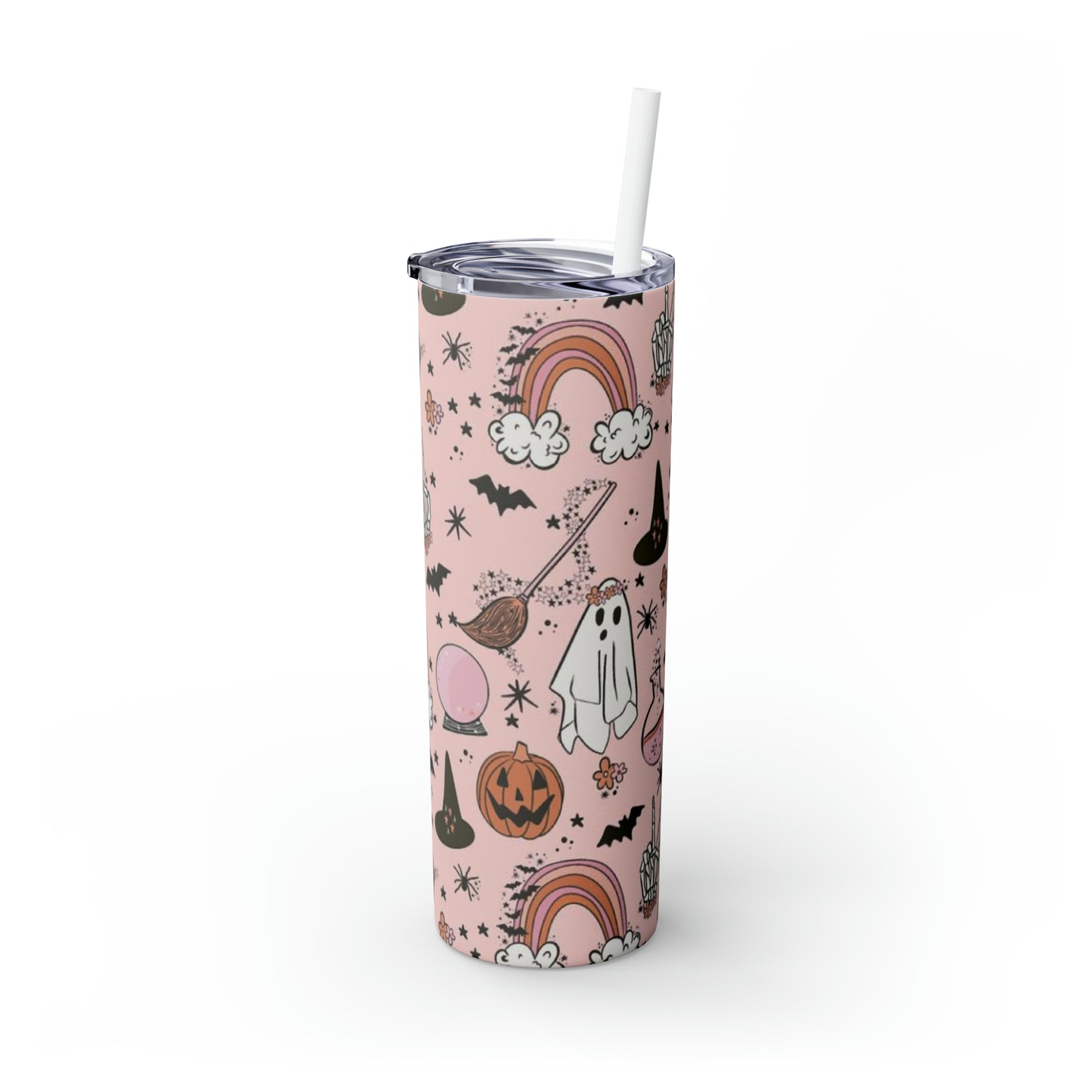 Cute Halloween Skinny Tumbler with Straw, 20oz