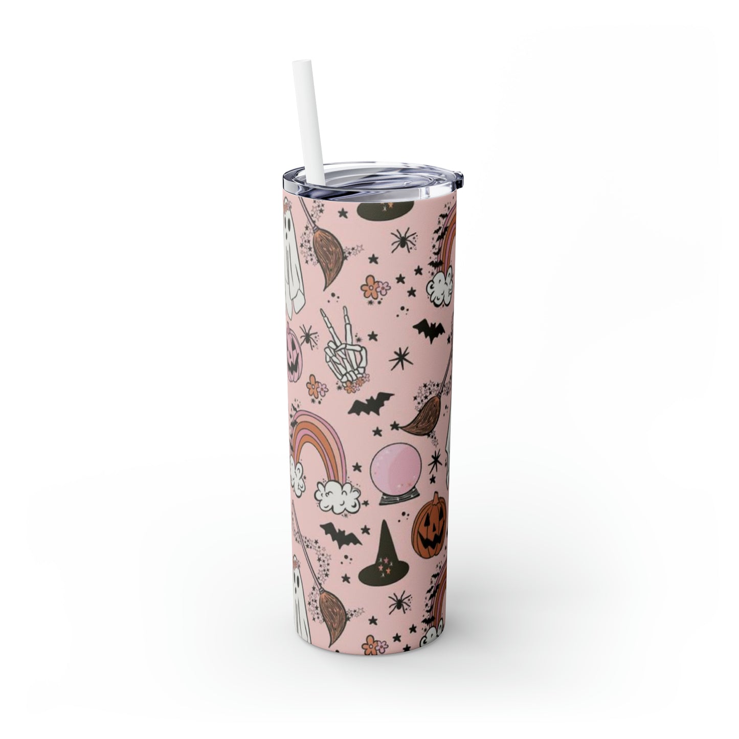 Cute Halloween Skinny Tumbler with Straw, 20oz