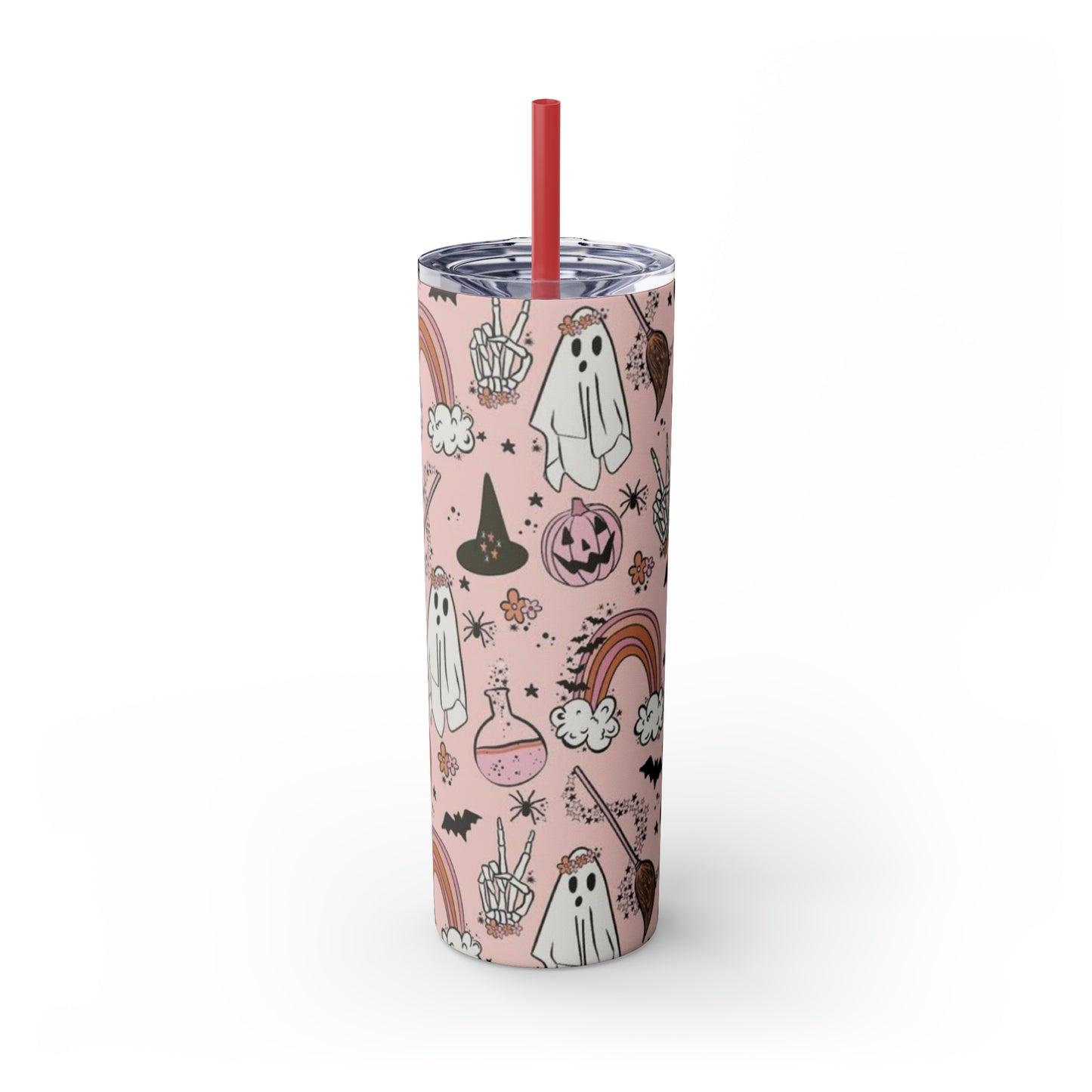 Cute Halloween Skinny Tumbler with Straw, 20oz