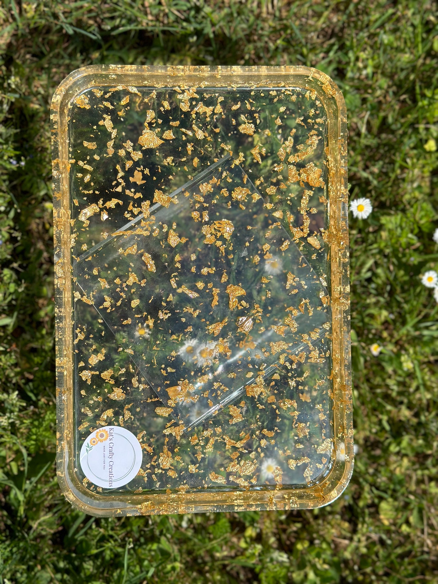 Large Clear/Gold Tray