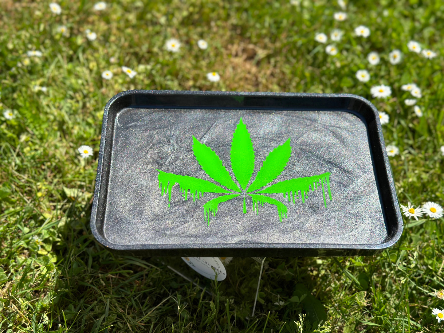 Large Black Tray w/Leaf