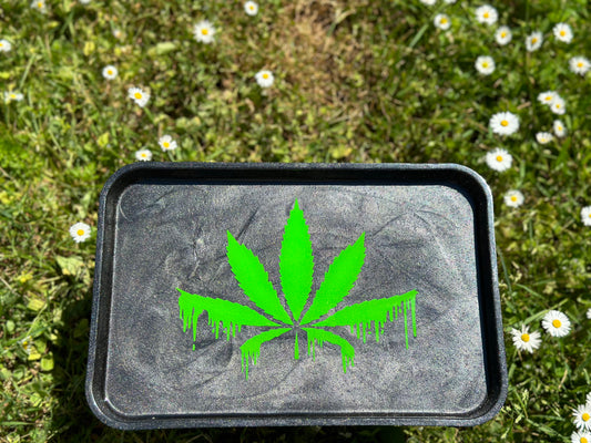 Large Black Tray w/Leaf