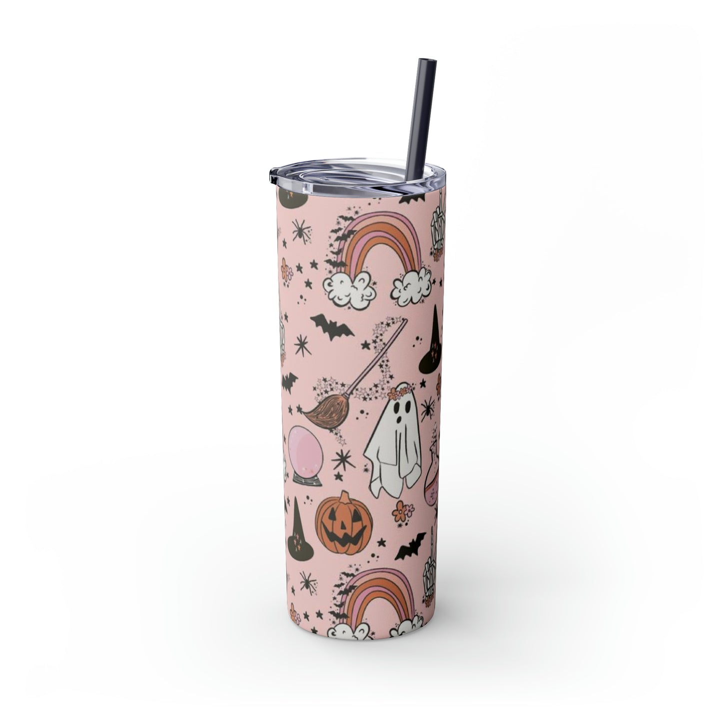 Cute Halloween Skinny Tumbler with Straw, 20oz