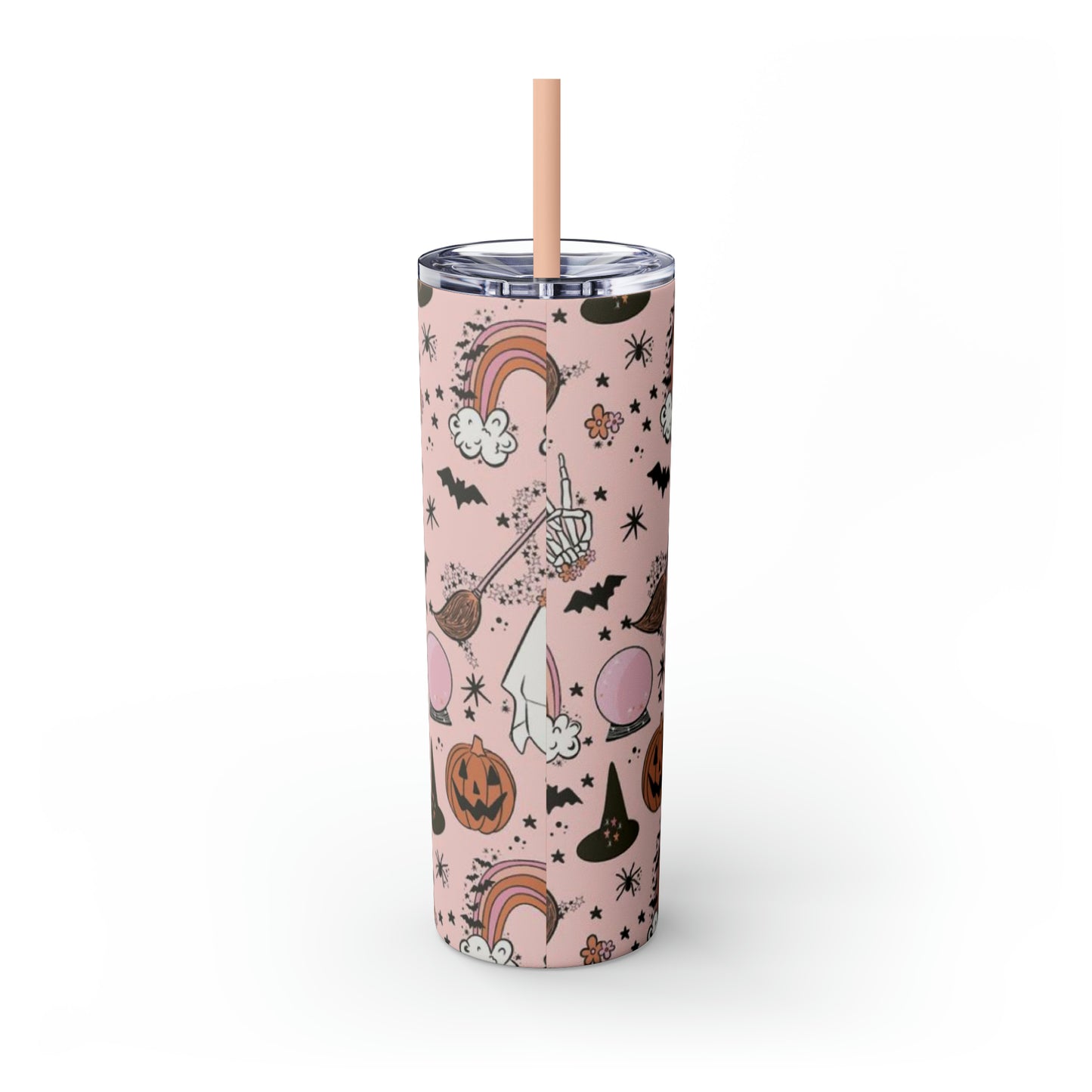 Cute Halloween Skinny Tumbler with Straw, 20oz