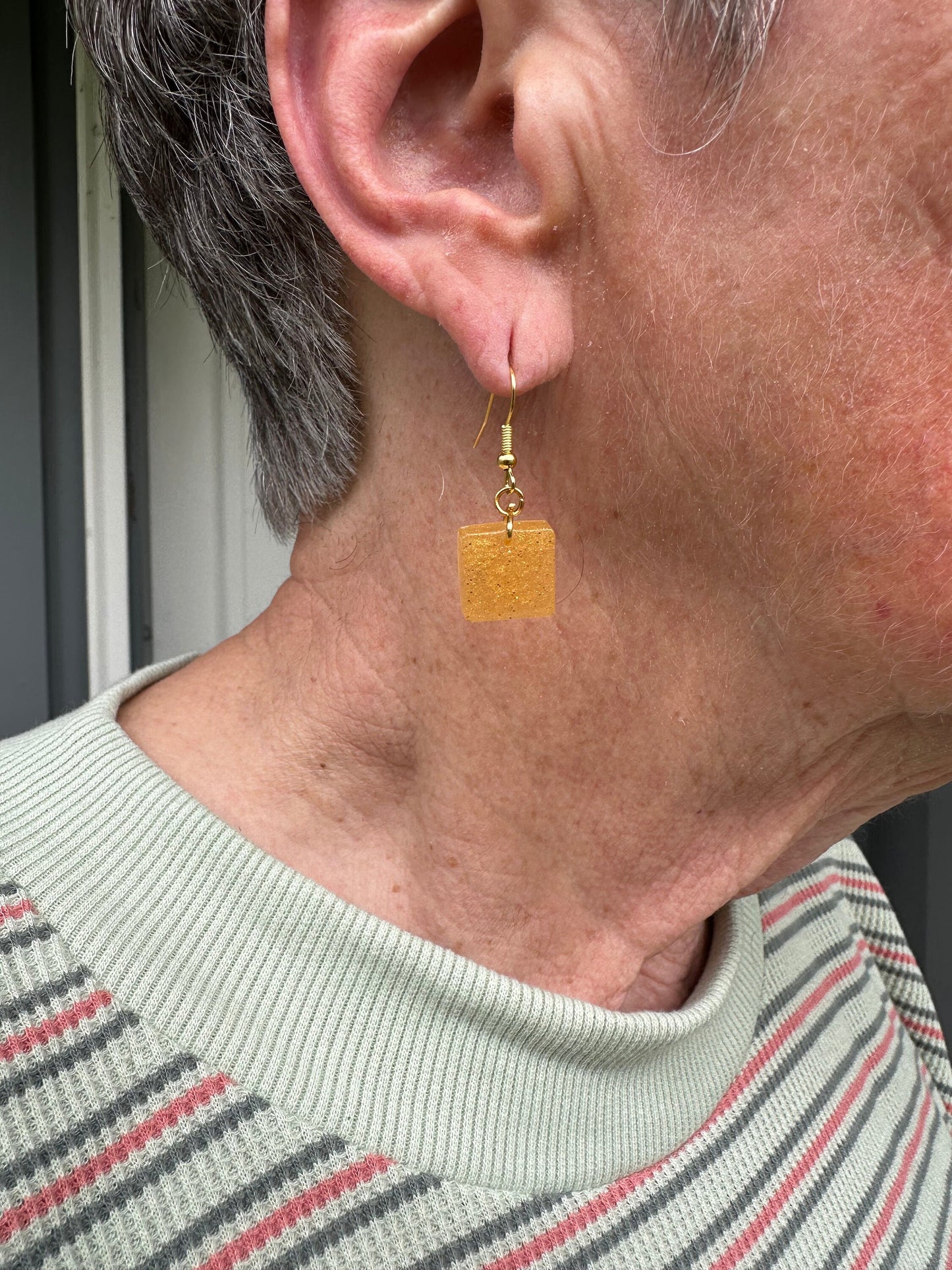 Small Gold Square Earrings