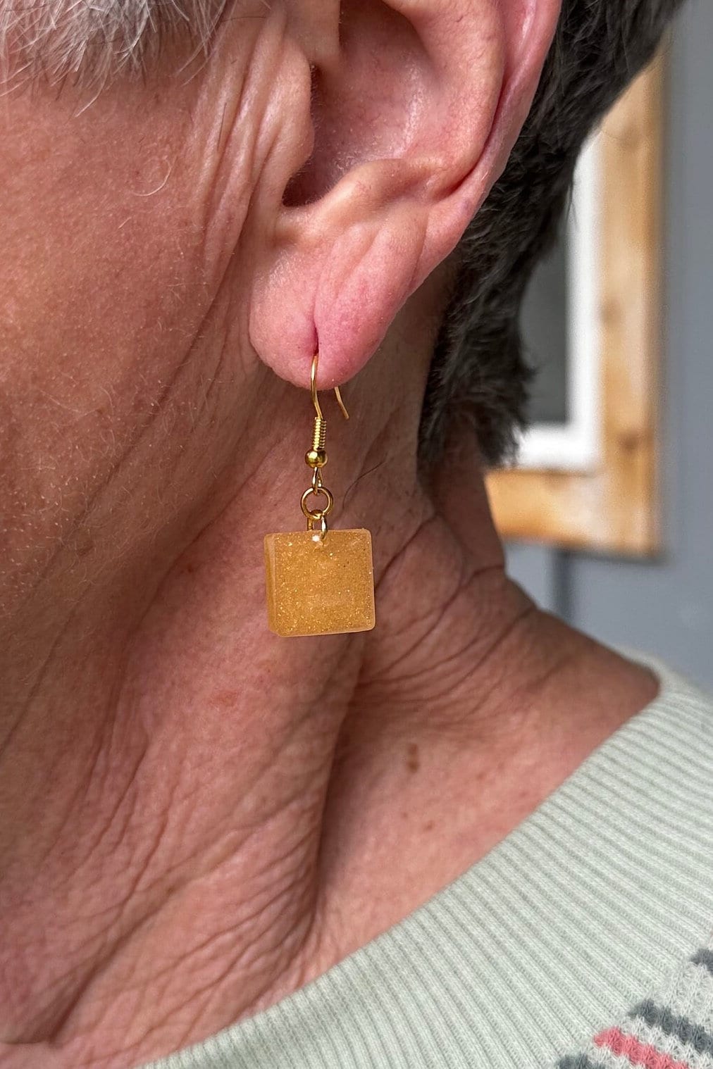 Small Gold Square Earrings